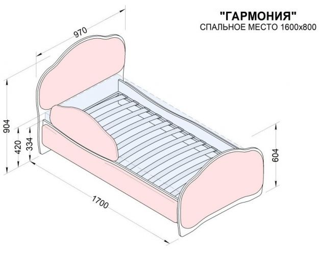 Кровать 160 Гармония 67 Светло-фиолетовый (мягкий бортик)