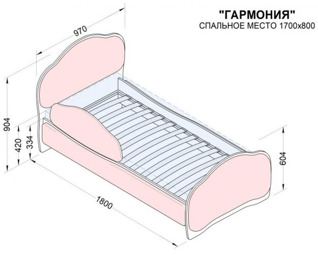 Кровать 170 Гармония 32 Фиолетовый (мягкий бортик)