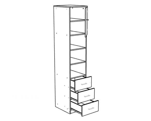 Шкаф-пенал №1 (полуоткрытый) Бодего темный/Белое дерево